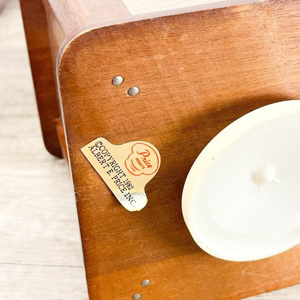 Midcentury Modern Walnut Lazy‎ Susan Photo Stand - Musical Wooden Picture Frame